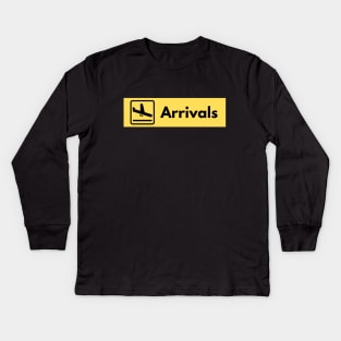 Arrivals Sign (Airport) Kids Long Sleeve T-Shirt